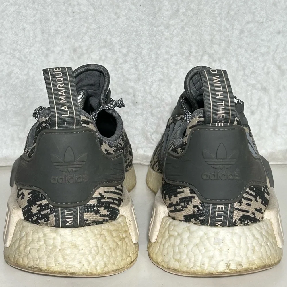 Adidas Mens NMD R1 Grey Four/Linen White Running Athletic Sneakers Shoes SZ 12